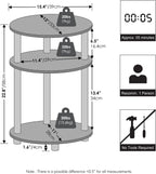 Turn-N-Tube 3-Tier Oval Night Stand, Toolless Assembly Narrow Nightstand, Modern Compact Side Table, End Table, for Living Room, Bedroom, Espresso