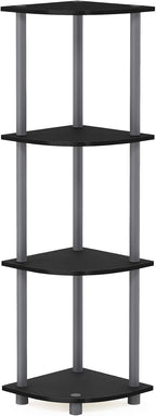 Turn-N-Tube Corner Shelf, 4-Tier Corner Bookshelf, Display Storage Shelves with Open Shelves, for Organization and Storage, Living Room, Home Office, Garage, Black