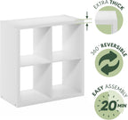 Cubicle Open Back Decorative Cube Storage Organizer, 4-Cube, White