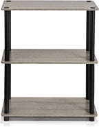 TURN-N-TUBE Storage Shelves, 3-Tier Book Shelf, Corner Shelf, Toolless Open Shelves, for Organization and Storage, Living Room, Garage, Home Office, French Oak