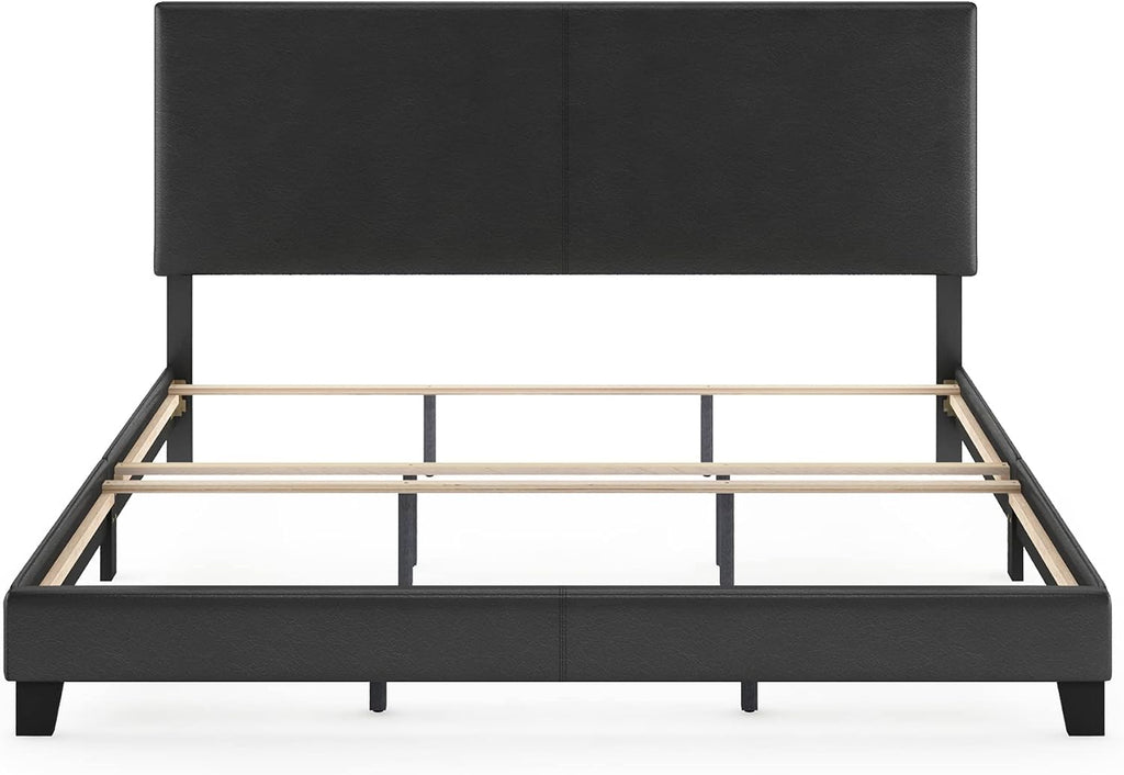 Pessac PU Leather Upholstered Platform, King, Black
