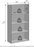Simple Book Shelf, 4-Tier Bookshelf, Bookcase with Open Shelf, 9.4 x 23.6 x 41.7, for Living Room, Bedroom, Home Office, White