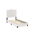 Lille Button Tufted Headboard Bed Frame, Twin Size, Beige