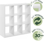 Cubicle Open Back Decorative Cube Storage Organizer, 9-Cube, White