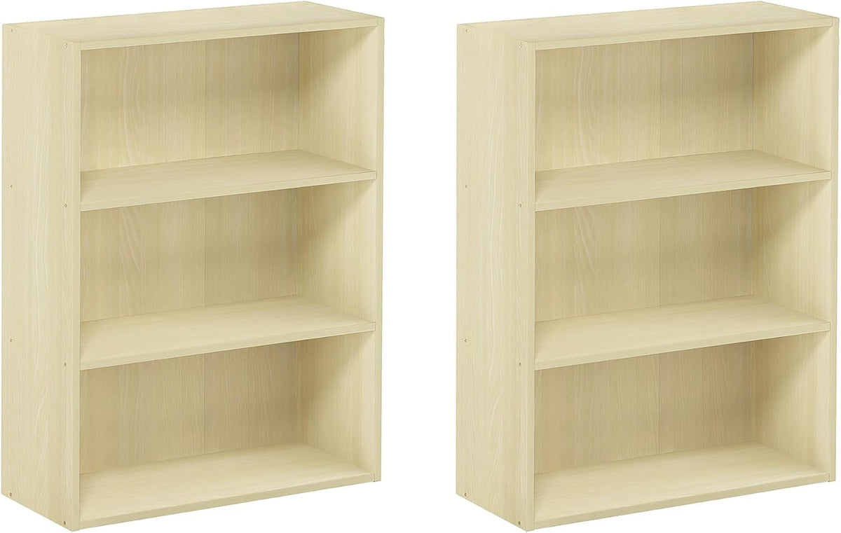 PASIR Set of 2 3-Tier Book Shelf, Steam Beech