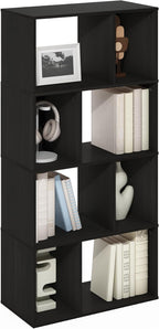 DALY Book Shelf, 8-Cube Bookshelf, Cube Storage Organizer Bookcase with Irregular Compartments, 11.7 x 23.6 x 49, for Living Room, Bedroom, Home Office, Espresso
