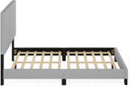 Lucy Bed Frame, Full Size Bedframe with Geometric Design Upholstered Headboard, Bed with Adjustable Headboard, No Box Spring Needed, 12pcs Wooden Slat Support, for Bedroom, Dorm, Glacier
