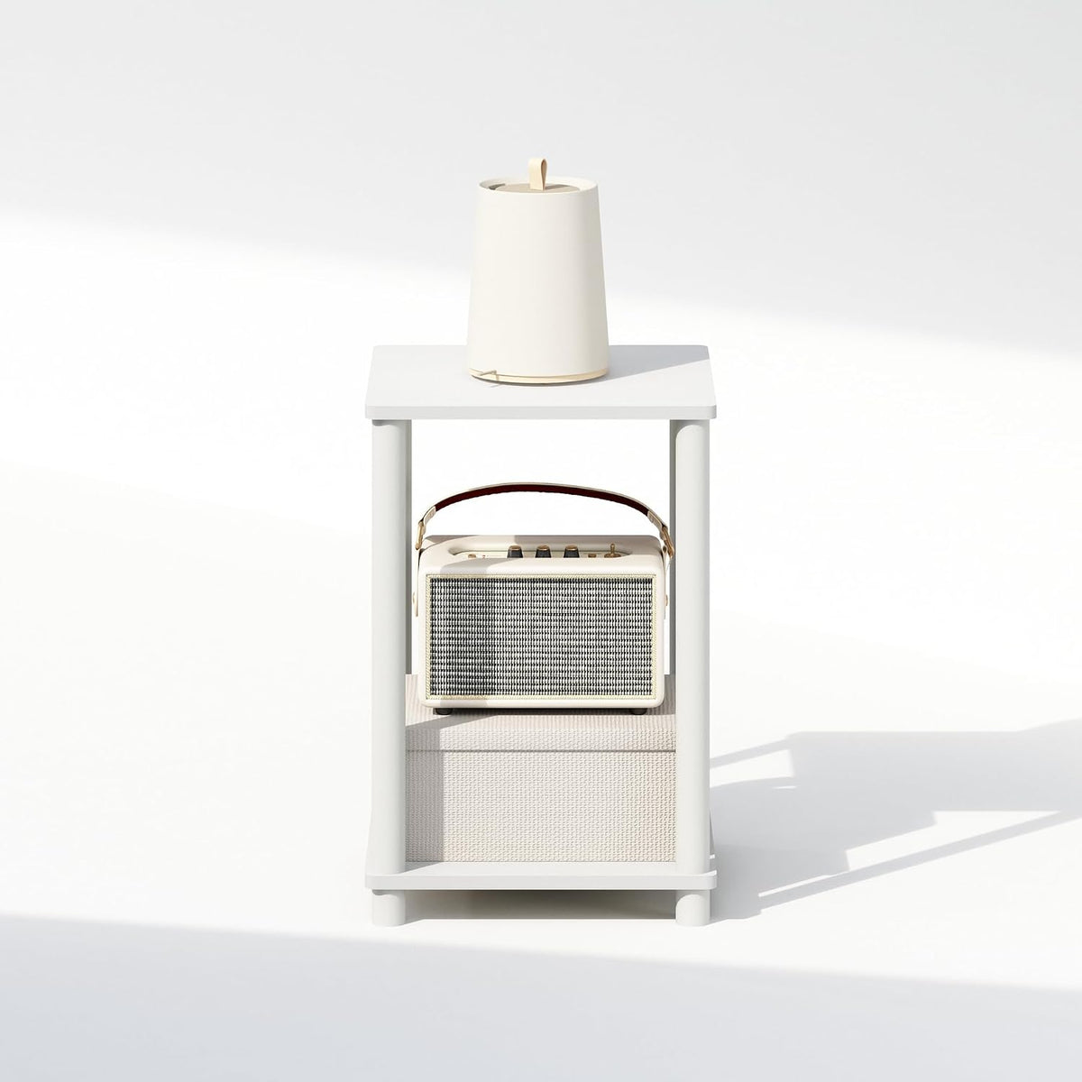Turn-N-Tube Toolless 2-Tier Open Shelf Night Stand, White