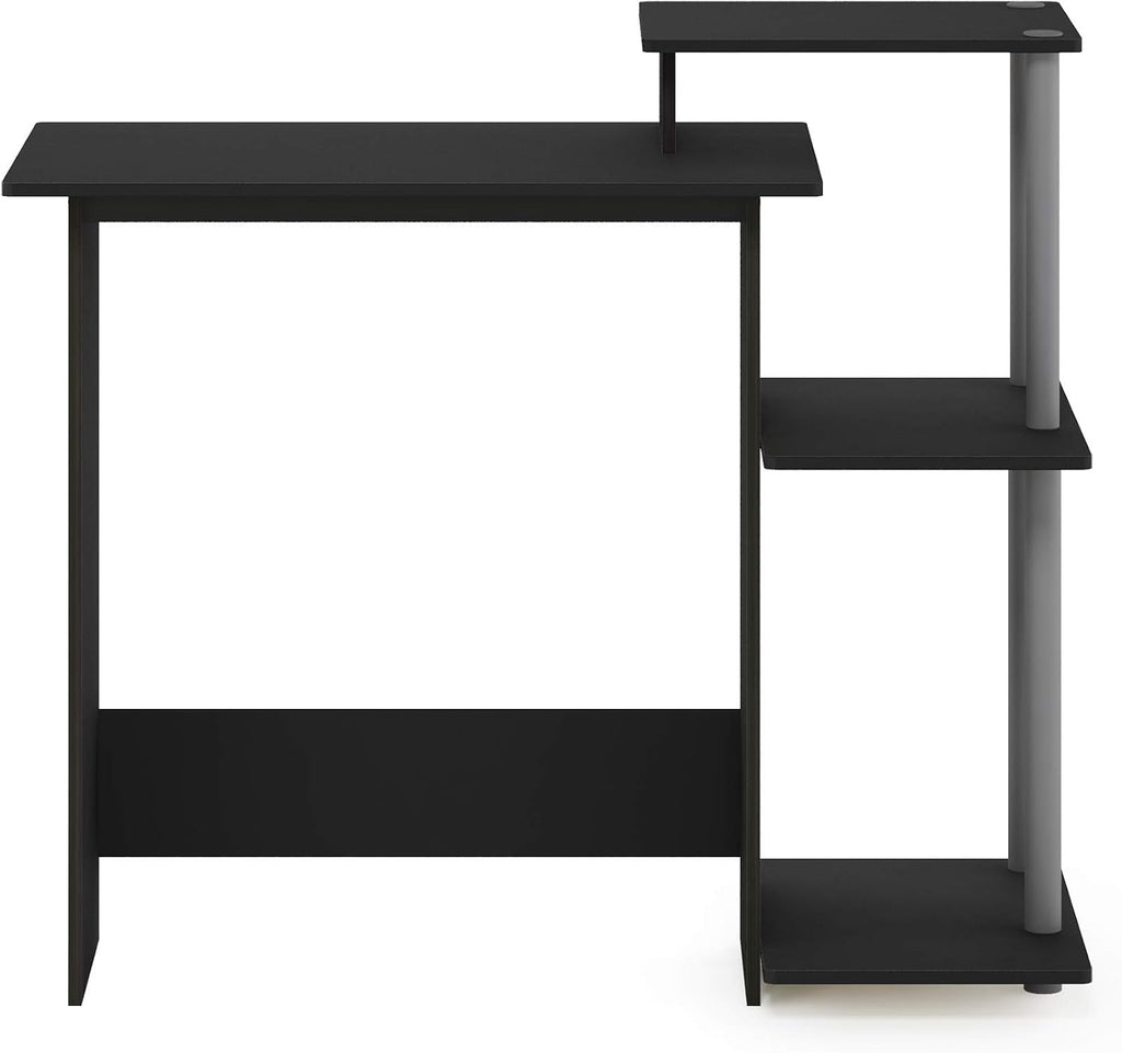 Efficient 29-Inch Black Computer Desk with Side Shelves, Gaming Desk with 3 Open Shelves, Home Office Desk, for Home Office, Study Room, Dorm, Bedroom, Solid Black