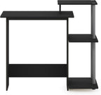 Efficient 29-Inch Black Computer Desk with Side Shelves, Gaming Desk with 3 Open Shelves, Home Office Desk, for Home Office, Study Room, Dorm, Bedroom, Solid Black