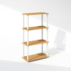 Turn-N-Tube Book Shelf, 4-Tier Bookshelf, Bookcase with Multipurpose Compact Display Rack, 11.6 x 23.6 x 43.2, for Living Room, Bedroom, Home Office, Beech/White