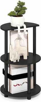 Turn-N-Tube Side Table, 3-Tier Round End Table, Black Espresso