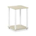 Turn-N-Tube Side Table, 2-Tier Modern Square End Table with Open Shelf, Toolless Night Stand, Bedside Table, for Living Room, Bedroom, White