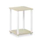 Turn-N-Tube Side Table, 2-Tier Modern Square End Table with Open Shelf, Toolless Night Stand, Bedside Table, for Living Room, Bedroom, White