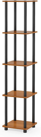 Turn-N-Tube 5-Tier Corner Square Rack Display Shelf, Round, Light Cherry/Black
