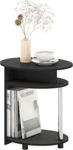 JAYA Simple Design Oval End Table with Bin, Americano/Chrome