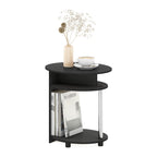 JAYA Simple Design Oval End Table with Bin, Americano/Chrome