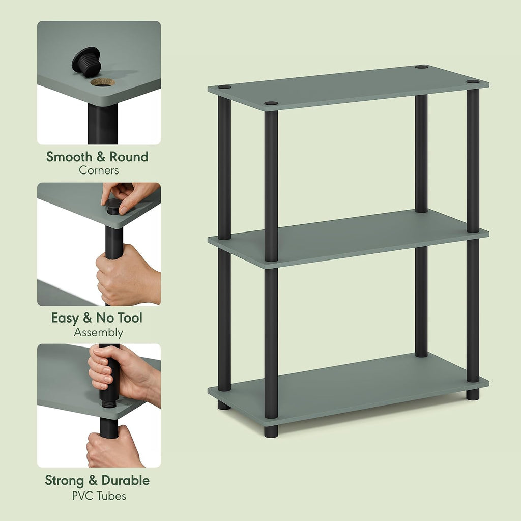 Turn-N-Tube Toolless Assembly 3-Tier Closet Shelf, Sage Green
