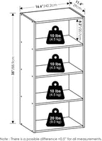 Basic Book Shelf, 4-Tier Bookcase with Open Shelf, Bookshelf, Cube Storage Organizer, 11 x 17 x 35, for Living Room, Bedroom, Home Office, Amber Pine
