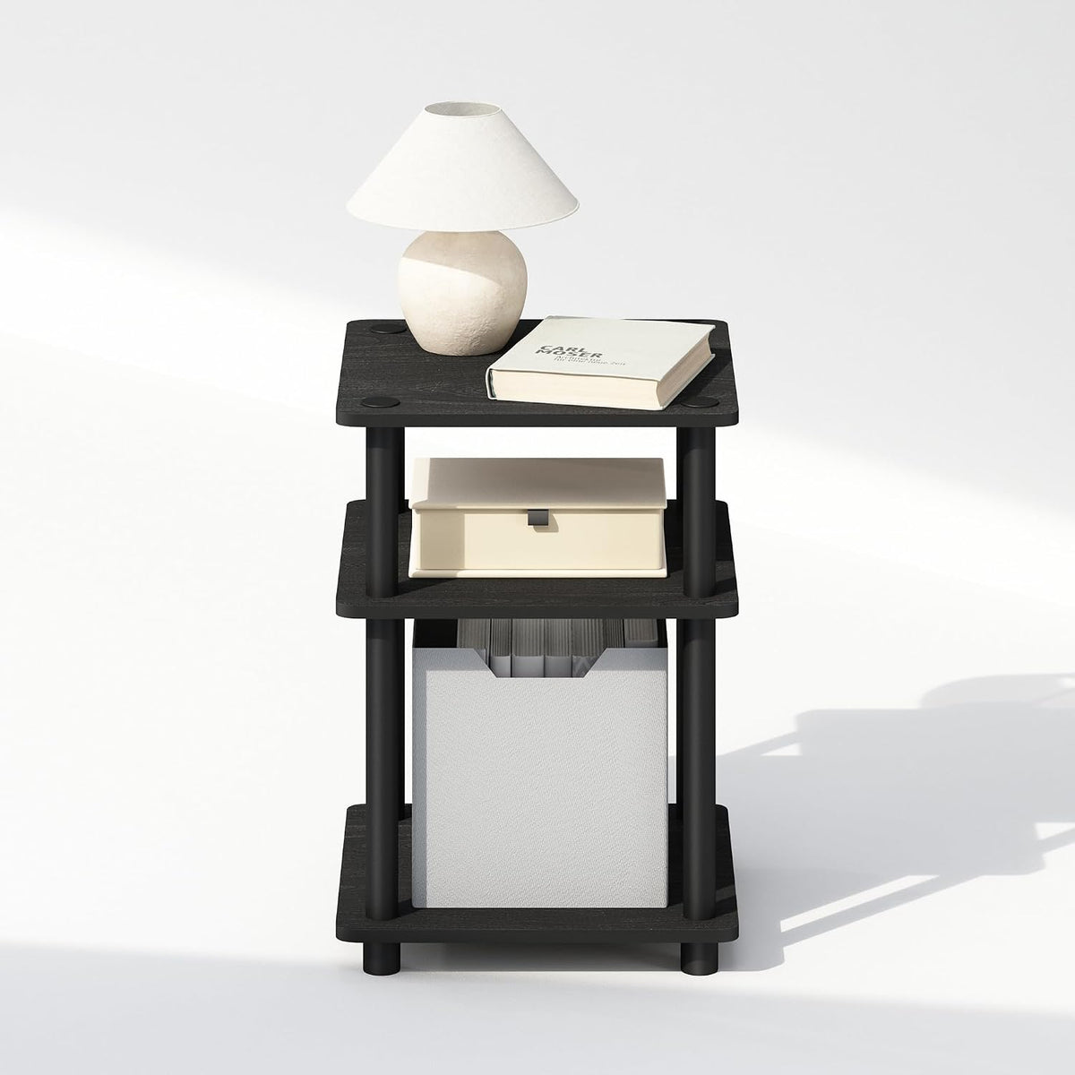 TURN-N-TUBE Toolless 3-Tier Night Stand, Nightstand, Black