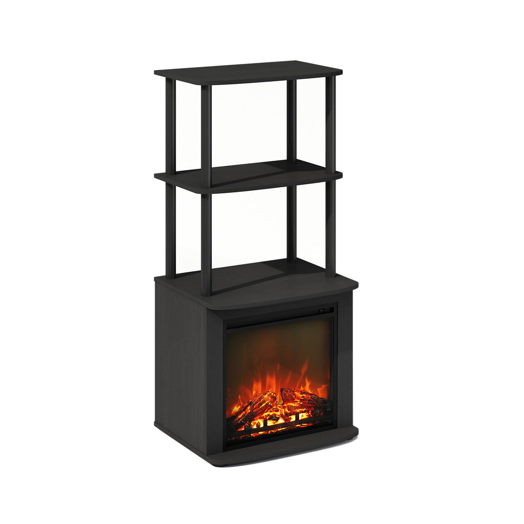 Jensen Fireplace TV Stand, NO Heat Decorative Electric Fireplace TV Stand for TV up to 60 Inch, with Open Storage, for Living Room, Americano