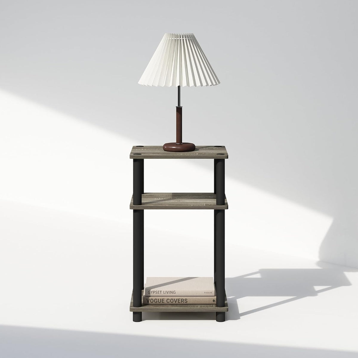 JUST Toolless 3-Tier Night Stand, Open Storage, French Oak