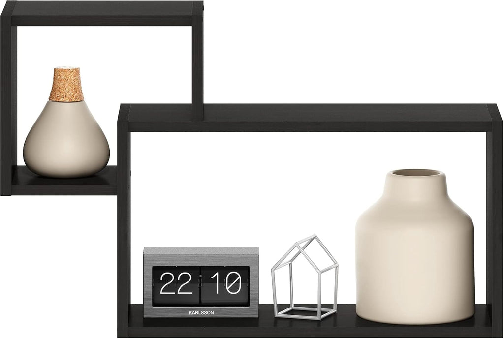 Rossi Interweave Wall Mount Floating Decorative Shelf, Set of 2, Espresso