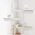 Rossi Set of 2 5-Tier Floating Corner Shelf, White