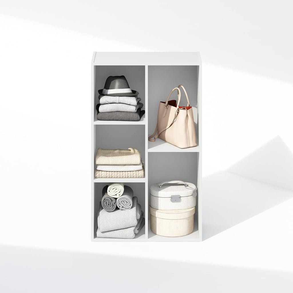 Reed Closet Organizers and Storage, 5-Cube Reversible Closet Shelves, Closet Organization Shelf, 9.4 x 19.5 x 31.5, for Bedroom, Closet, White