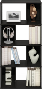 DALY Book Shelf, 8-Cube Bookshelf, Cube Storage Organizer Bookcase with Irregular Compartments, 11.7 x 23.6 x 49, for Living Room, Bedroom, Home Office, Espresso