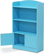 LOVA Book Shelf, Bookshelf with Storage Cabinet, Bookcase with Door, 11.8 x 23.6 x 37.3, for Living Room, Bedroom, Home Office, Light Blue