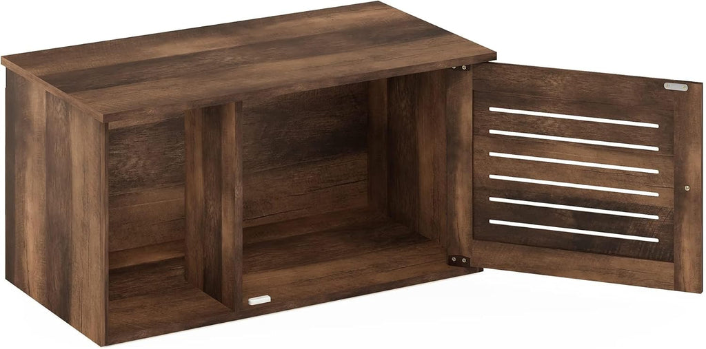 PELI Farmhouse Style Cat Litter Box Enclosure, Rustic Brown