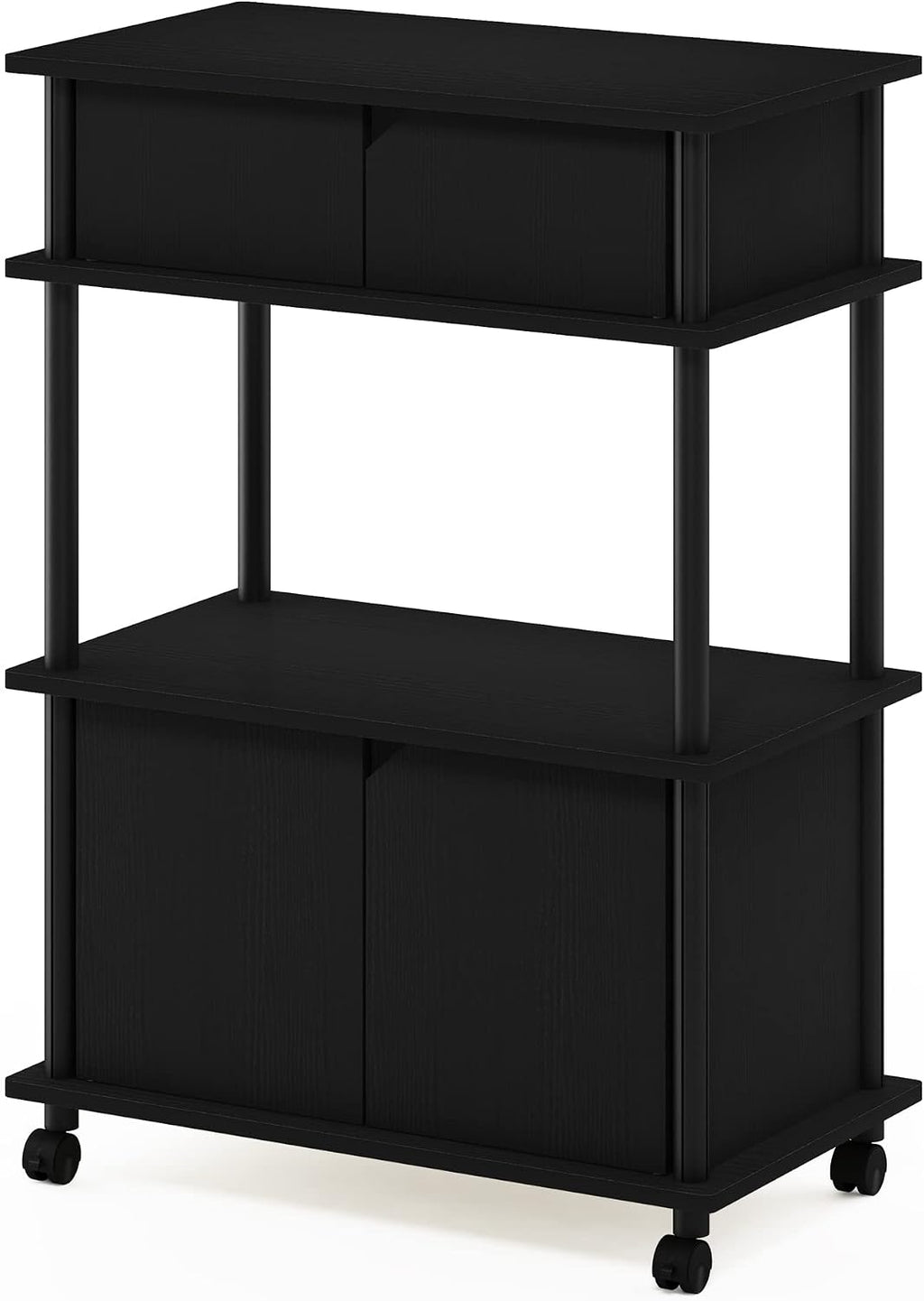 Turn-N-Tube Kitchen Storage Cart with Cabinet with Lockable Wheels, Americano/Black
