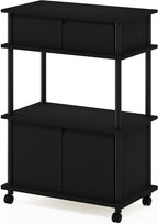 Turn-N-Tube Kitchen Storage Cart with Cabinet with Lockable Wheels, Americano/Black