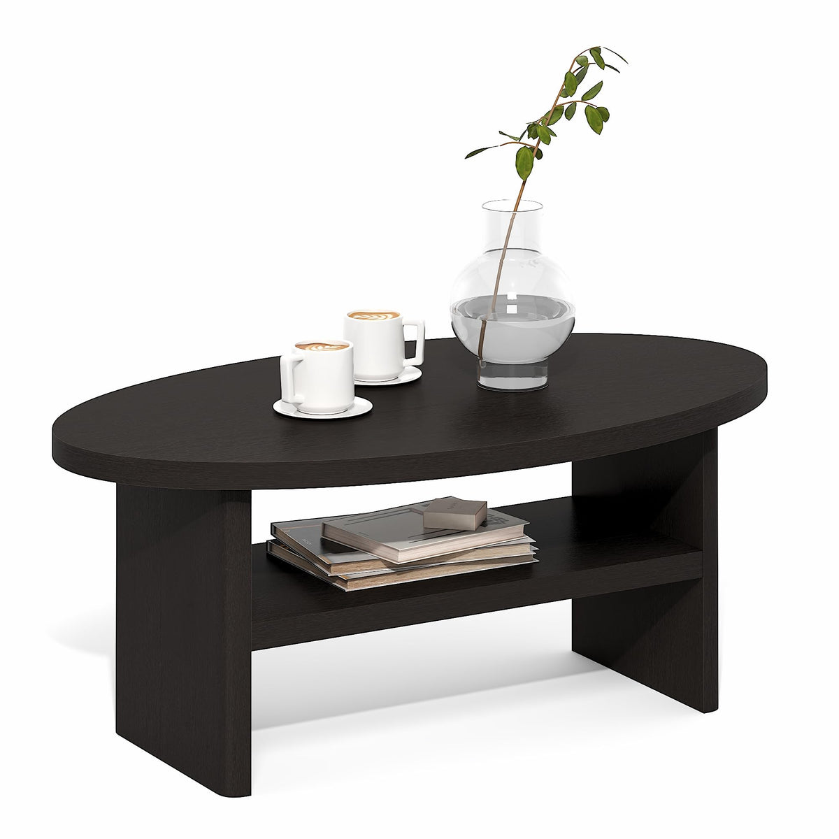ARA Coffee Table, 47-Inch Accent Center Table, Dark Oak