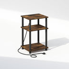 JUST 3-Tier Night Stand with Charging Station, Amber Pine