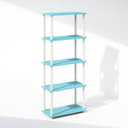 Turn-N-Tube Book Shelf, 5-Tier Bookshelf, Bookcase with Multipurpose Compact Display Rack, 11.6 x 23.6 x 57.4, for Living Room, Bedroom, Home Office, Light Blue/White