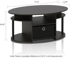 Jaya Simple Design Oval Coffee Table with Bin for Living Room, Walnut