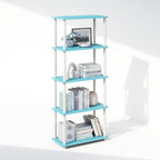 Turn-N-Tube Book Shelf, 5-Tier Bookshelf, Bookcase with Multipurpose Compact Display Rack, 11.6 x 23.6 x 57.4, for Living Room, Bedroom, Home Office, Light Blue/White