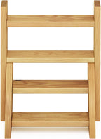 TIOMAN Plant Stand Indoor Outdoor, Tabletop Mini Ladder Planter Stand, Planter Shelf, Organizers, Indoor, Outdoor, Patio, Balcony, Garden, Pine Wood