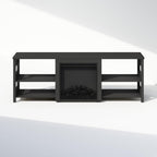 Jensen Fireplace TV Stand, NO Heat Decorative Electric Fireplace TV Stand for TV up to 70 Inch, with Open Storage, for Living Room, Americano