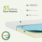 Tidur Cooling Gel Memory Foam Mattress, 5 Inch, Queen, White