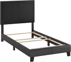 Pessac PU Leather Upholstered Platform, Twin, Black