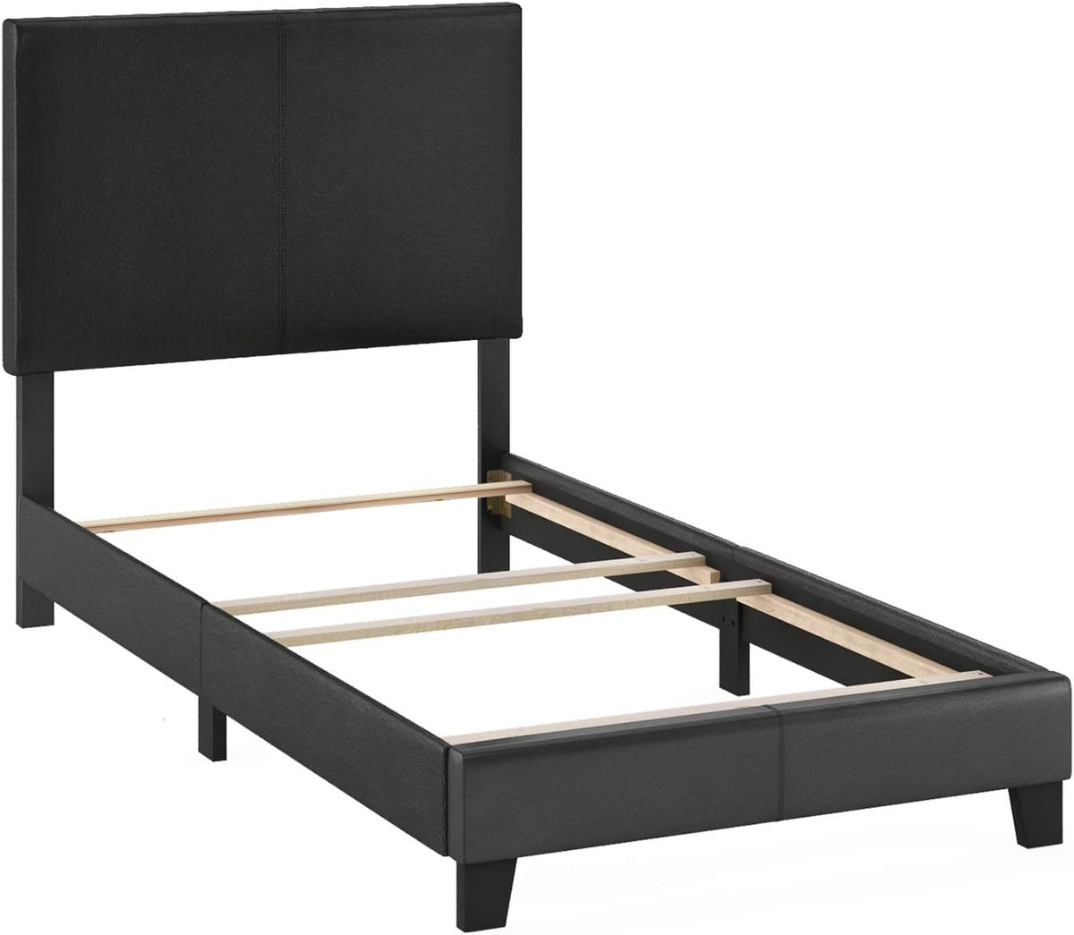Pessac PU Leather Upholstered Platform, Twin, Black