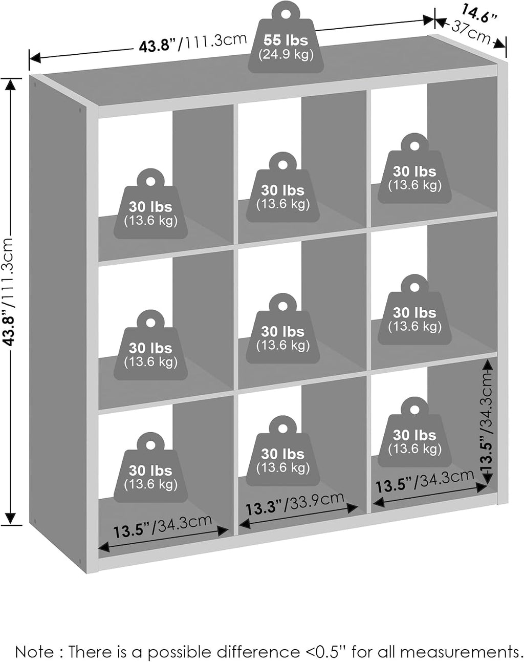 Cubic Extra Thick 9-Cube Closet Organizers and Storage, White