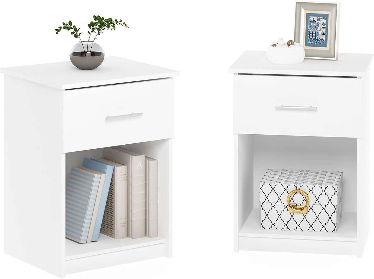 TIDUR Night Stand Set of 2, Modern Nightstand, White