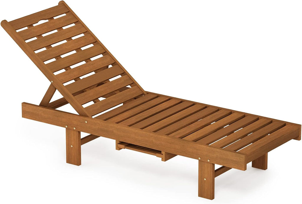 Tioman Outdoor Sun Lounger with Side Tray, Natural