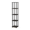 RATA Book Shelf, 5-Tier Industrial Multipurpose Flat Base Bookshelf, Bookcase with Metal Frame, Wide, Columbia Walnut