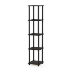 RATA Book Shelf, 5-Tier Industrial Multipurpose Flat Base Bookshelf, Bookcase with Metal Frame, Wide, Columbia Walnut