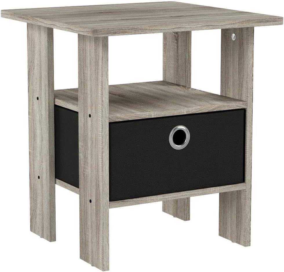 ANDREY Set of 2 Square 2-Tier Side Table, End Table, French Oak